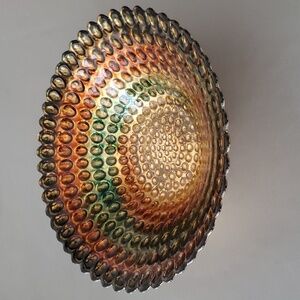 Glass Vintage Bot Bubble Pressed Bowl with Gold Painted Bottom